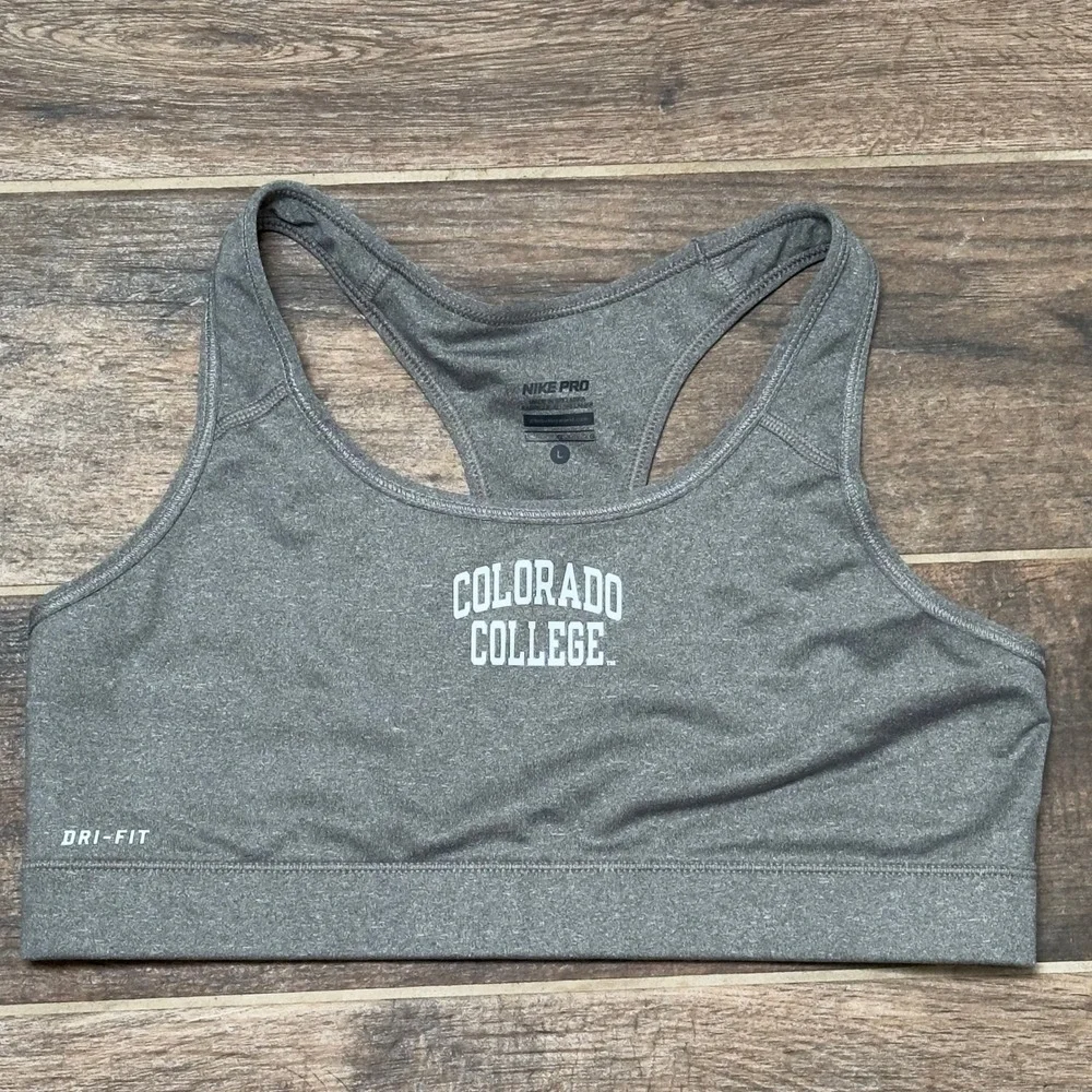 NIKE PRO Swoosh Bra Womens L Colorado College CC Sports Dri-Fit Compression Alum